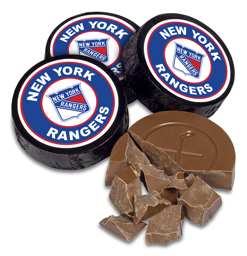 New York Rangers chocolate hockey pucks view image