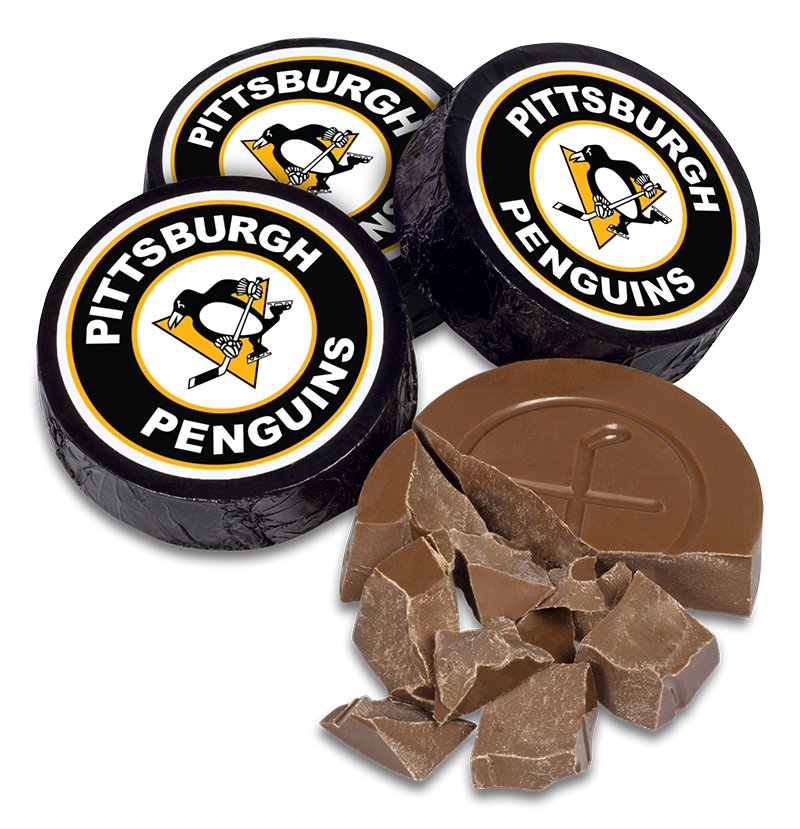 Pittsburgh Penguins chocolate hockey pucks view image