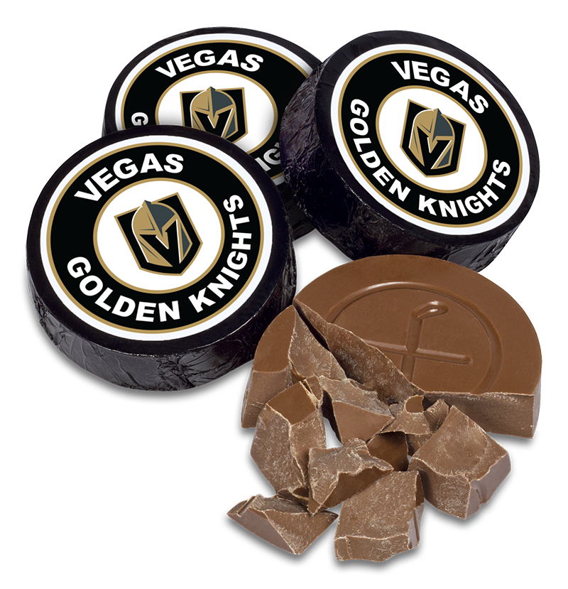 Vegas Golden Knights chocolate hockey pucks view image