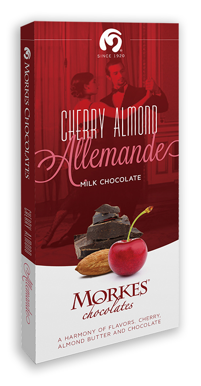 cherry almond allemande morkes classic chocolate bar