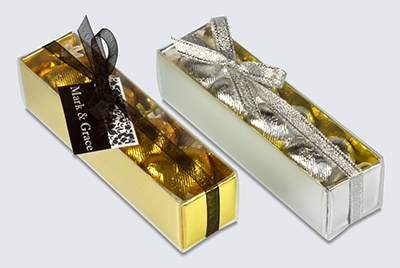 foiled hearts in a box wedding favor view image