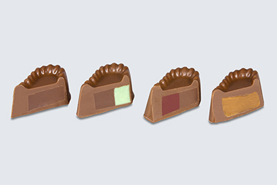 chocolate hearts cut open showing centers view image