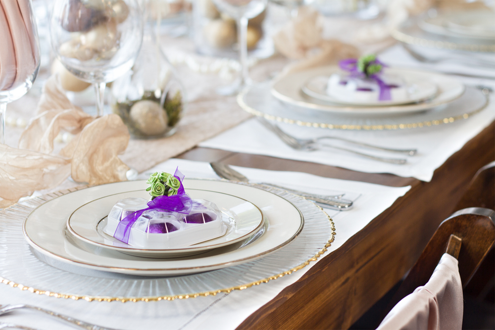 domed box wedding favor on place setting view image