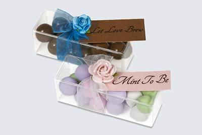 wedding favor clear box filled with mint candy view image